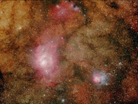 Туманность Лагуна (М8 или NGC 6523) и Трехраздельная туманность (М20 или NGC 6514)